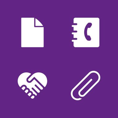 Office simge seti. grafik tasarım ve web için anlaşma, ataş ve gündem vektör simge