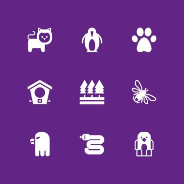 vahşi Icon set. grafik tasarım ve web için simge vektör yılan, kuş ve aslan