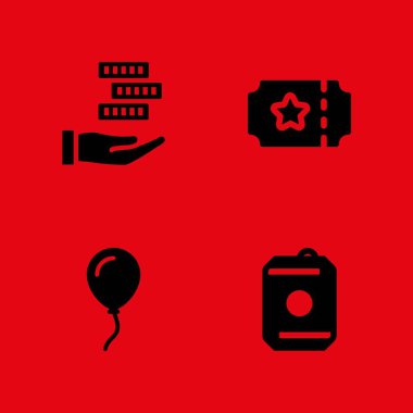 parti simge seti. grafik tasarım ve web için içki, balon ve patates kızartması vektör simge