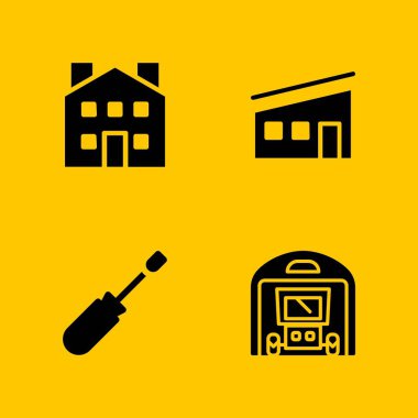 İnşaat Icon set. tornavida, modern ev ve grafik tasarım ve web için garaj vektör simge