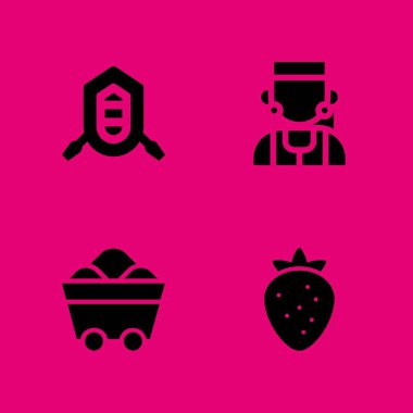 Doğa Icon set. grafik tasarım ve web için çilek, Estonya ve rafting vektör simge