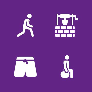 Yoga Icon set. spor pantolon, egzersiz ve grafik tasarım ve web için germe vektör simge
