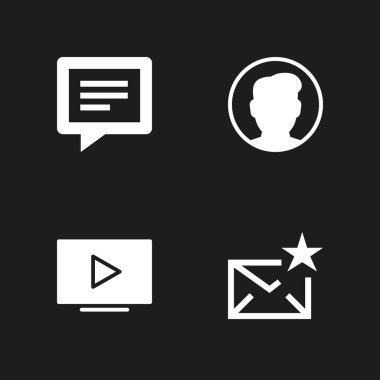 Ağ Icon set. sohbet, Kullanıcı ve grafik tasarım ve web için e-posta vektör simge