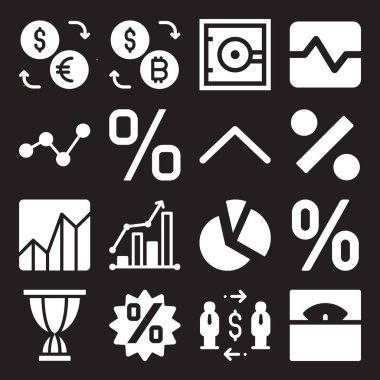 grafik Icon set. Kasa ile nabız ve yüzde vektör grafik tasarım ve web için simgeleri
