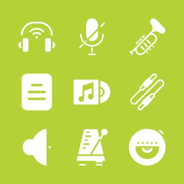 müzik Icon set. Jack Bağlayıcısı ile Not ve kompakt disk vektör grafik tasarım ve web için simgeleri