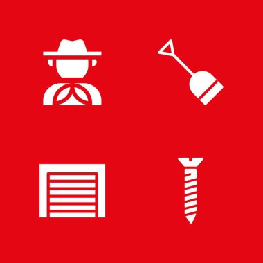 İnşaat Icon set. grafik tasarım ve web için Kosta Rika, garaj ve kürek vektör simge
