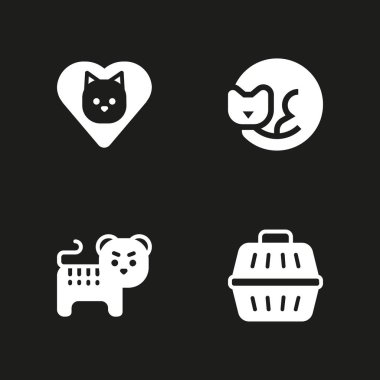 kedi Icon set. grafik tasarım ve web için hayvan taşıyıcı, kaplan ve kedi vektör simge