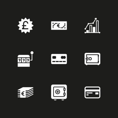 para Icon set. kredi kartı, Polonya Zlotisi ve grafik tasarım ve web için kasa vektör simge