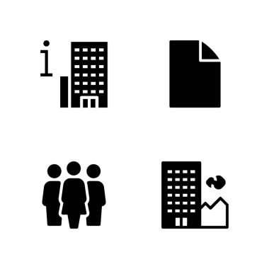 Office simge seti. grafik tasarım ve web grubu, dosya ve bina vektör simgesi