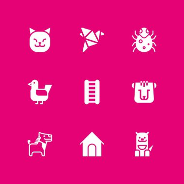 hayvan Icon set. grafik tasarım ve web için ayı, origami ve merdiven vektör simge