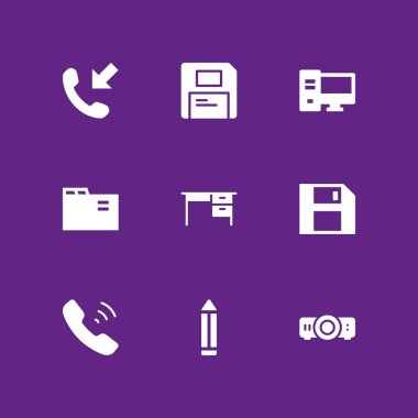 Office simge seti. kalem, resepsiyon ve grafik tasarım ve web için vektör simge kapat