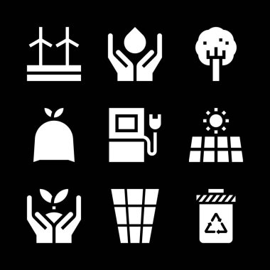 su, çöp, ağaç ve çöp simgeler kümesi kaydedin. Vektör grafik tasarım web ve uygulama için