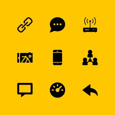 Ağ Icon set. grafik tasarım ve web için Smartphone, pano ve yönlendirici vektör simge