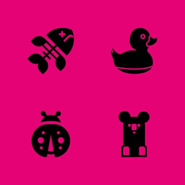 hayvan Icon set. grafik tasarım ve web için Koala, ördek ve uğur böceği vektör simge