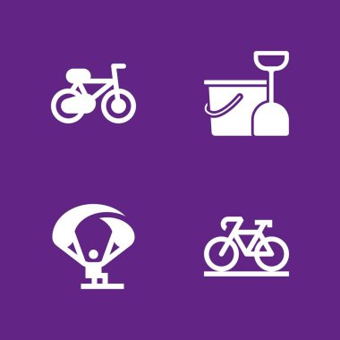 Yaz Icon set. döngüsü, paraşüt ve grafik tasarım ve web için kum kova vektör simge