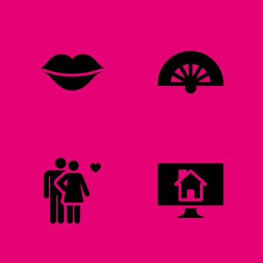 Çift Icon set. grafik tasarım ve web için gayrimenkul, Çift ve fan vektör simge