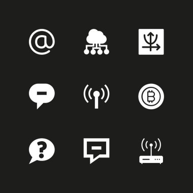 Ağ Icon set. WiFi, yönlendirici ve grafik tasarım ve web için parabolik vektör simge