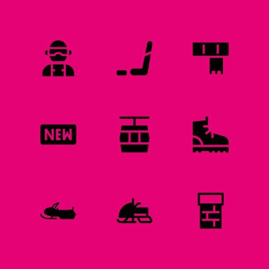 Kış Icon set. eşarp, kar ve buz hokeyi vektör simge grafik tasarım ve web için