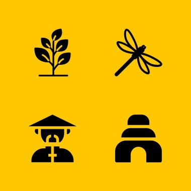 çiçek Icon set. grafik tasarım ve web için bitki, arı kovanı ve yusufçuk vektör simgesi