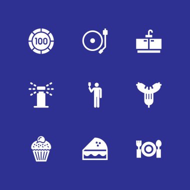 parti simge seti. pasta, cupcake ve grafik tasarım ve web için vektör simge içme