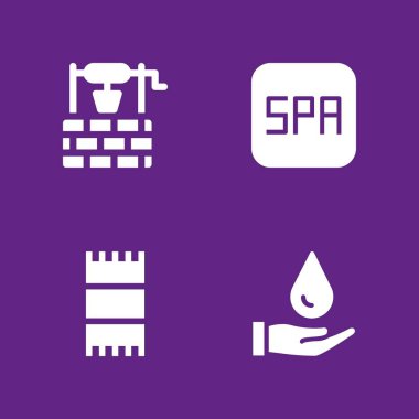 Spa Icon set. grafik tasarım ve web için losyon, spa ve havlu vektör simge