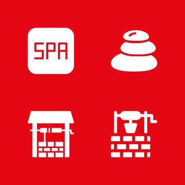 Icon set masaj. Spa, sıcak taşlar ve de grafik tasarım ve web için vektör simge