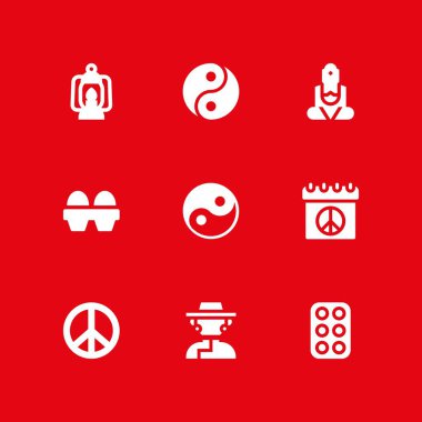 din Icon set. barış, yin yang ve grafik tasarım ve web için Tibet vektör simge