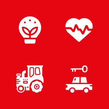 4 teknolojisi simgesi traktör, ekoloji ve grafik tasarım ve web için nabız vektör çizim seti