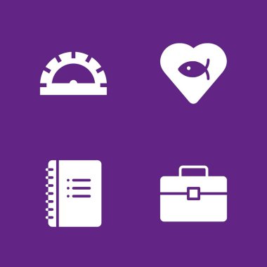 Okul Icon set. grafik tasarım ve web için balık, defter ve evrak çantası'nı vektör simgesi