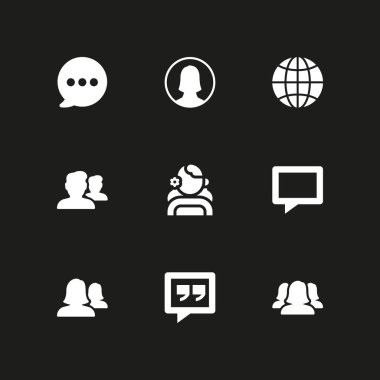9 sosyal Icon set grafik tasarım ve web için Kullanıcı, kişi ve grup vektör çizim ile