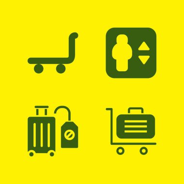 taşıma simge kümesi. Vektör ile arabası, Bagaj ve Asansör grafik tasarım ve web için simgeleri