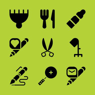 Aracı simge seti. Kalem ile yakınlaştırma ve vektör simgeleri grafik tasarım ve web için kalem