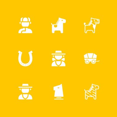 ATI simge seti. grafik tasarım ve web için kovboy, eşek ve köpek vektör simge