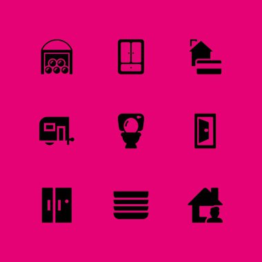 House simge seti. grafik tasarım ve web için dolap, kapı ve tuvalet vektör simge