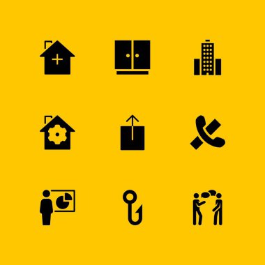 İş Icon set. dolap, hang up ve vektör grafik tasarım için simge ve web konuşma