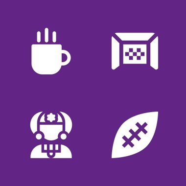 4 futbol simgesi Kupası, Brezilya ve grafik tasarım ve web için futbol vektör çizim seti