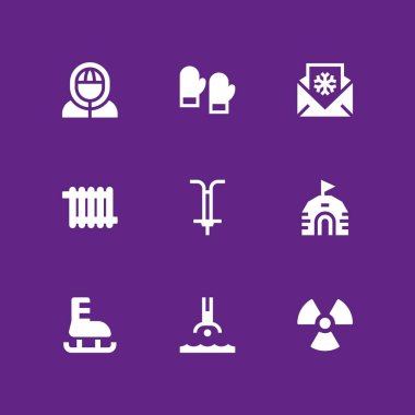 Kış Icon set. radyasyon, jumper ve grafik tasarım ve web için buz pateni vektör simge