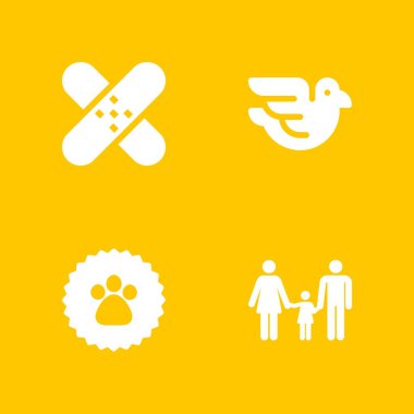 Icon set seviyorum. grafik tasarım ve web için pençe etiket, güvercin ve yama vektör simgesi