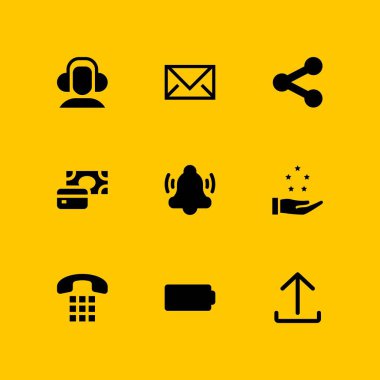 bildirim, pil ve telefon vektör çizim grafik tasarım ve web için 9 mobil Icon set