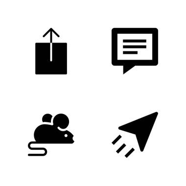 iletişim Icon set. sohbet, fare ve grafik tasarım ve web için vektör simge göndermek