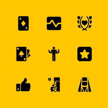 kalp Icon set. aşk, favori ve ace of Clubs'da grafik tasarım ve web için simge vektör