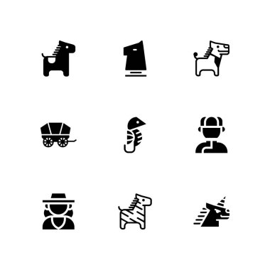 ATI simge seti. grafik tasarım ve web için eşek, at ve vagon vektör simge