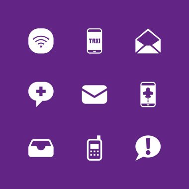iletişim Icon set. grafik tasarım ve web için cep telefonu, wifi ve sohbet vektör simge