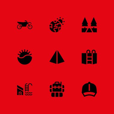 Güneş Icon set. Cap, küresel ısınma ve grafik tasarım ve web için piramit vektör simge