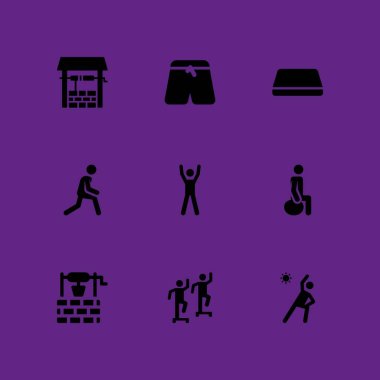 Yoga Icon set. iyi egzersiz ve egzersiz grafik tasarım ve web için simge vektör