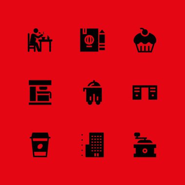 kahve Icon set. grafik tasarım ve web için simge vektör kahve değirmeni, gündemi ve Kahvaltı