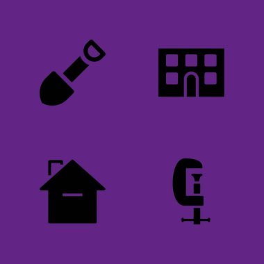 İnşaat Icon set. grafik tasarım ve web için inşaat, ev ve kürek vektör simge