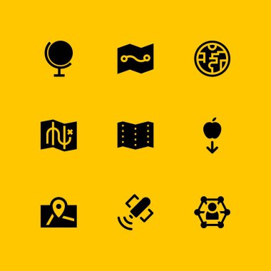 küre simge seti. grafik tasarım ve web için ozon tabakası, ağ ve harita vektör simge