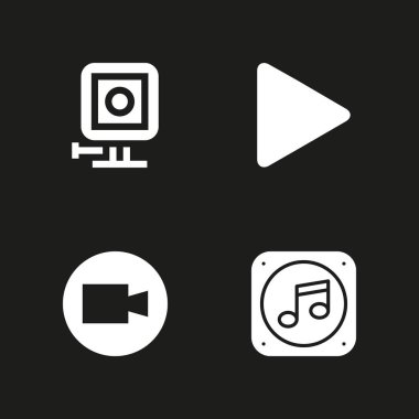 video Icon set. video kamera, play butonuna ve gopro grafik tasarım ve web için simge vektör