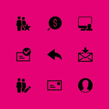 9 sosyal Icon set grafik tasarım ve web için arama, Kullanıcı ve bilgisayar vektör çizim ile